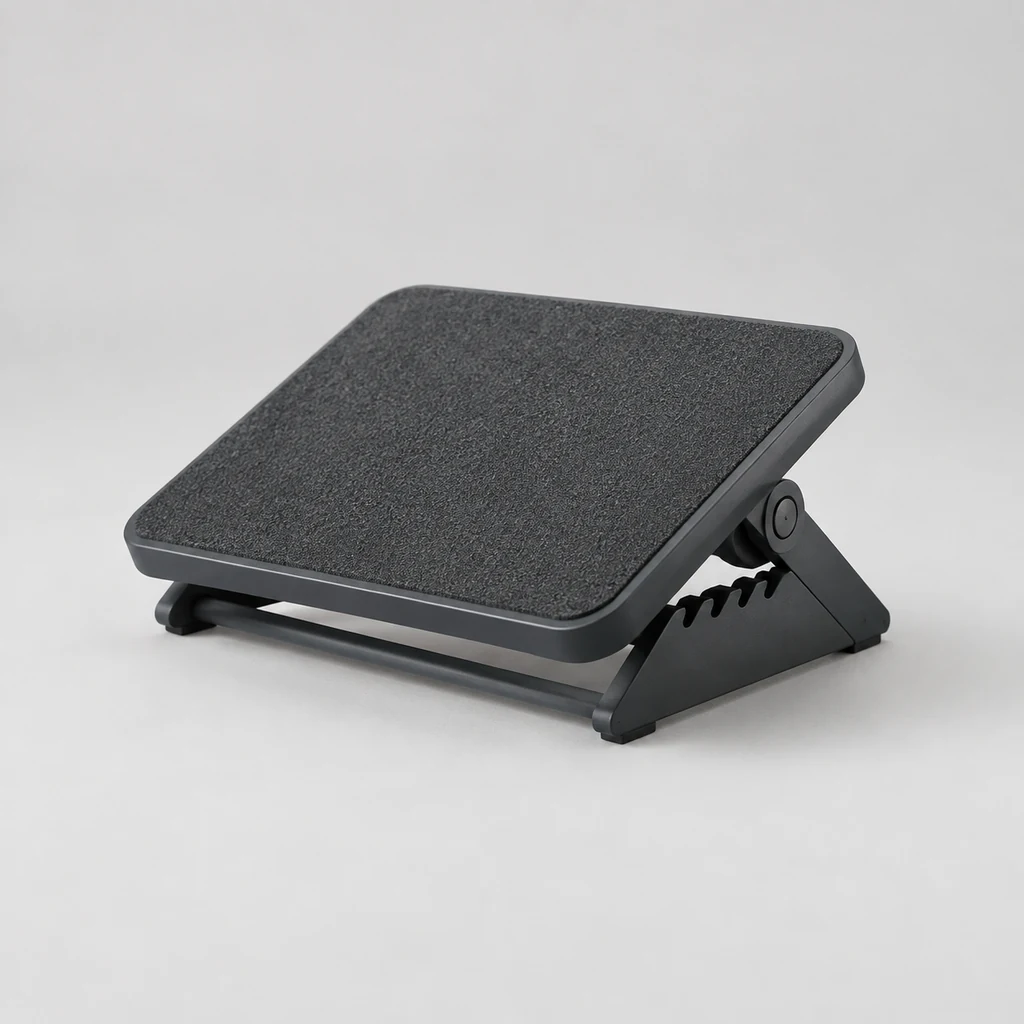 Adjustable angled footrest platform with textured surface